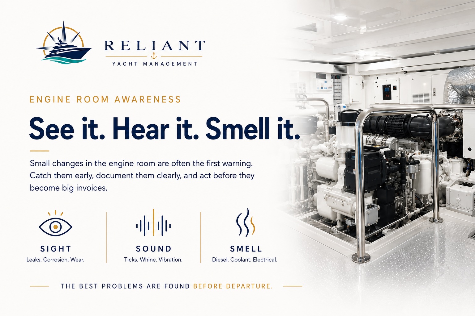 How to read your own engine room like a surveyor using sight, sound, and smell to spot issues early